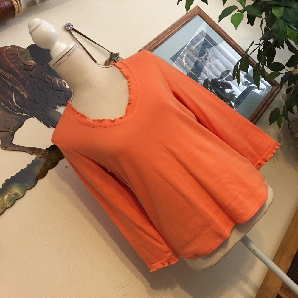 Nine & Co sherbert orange ruffle detail top S